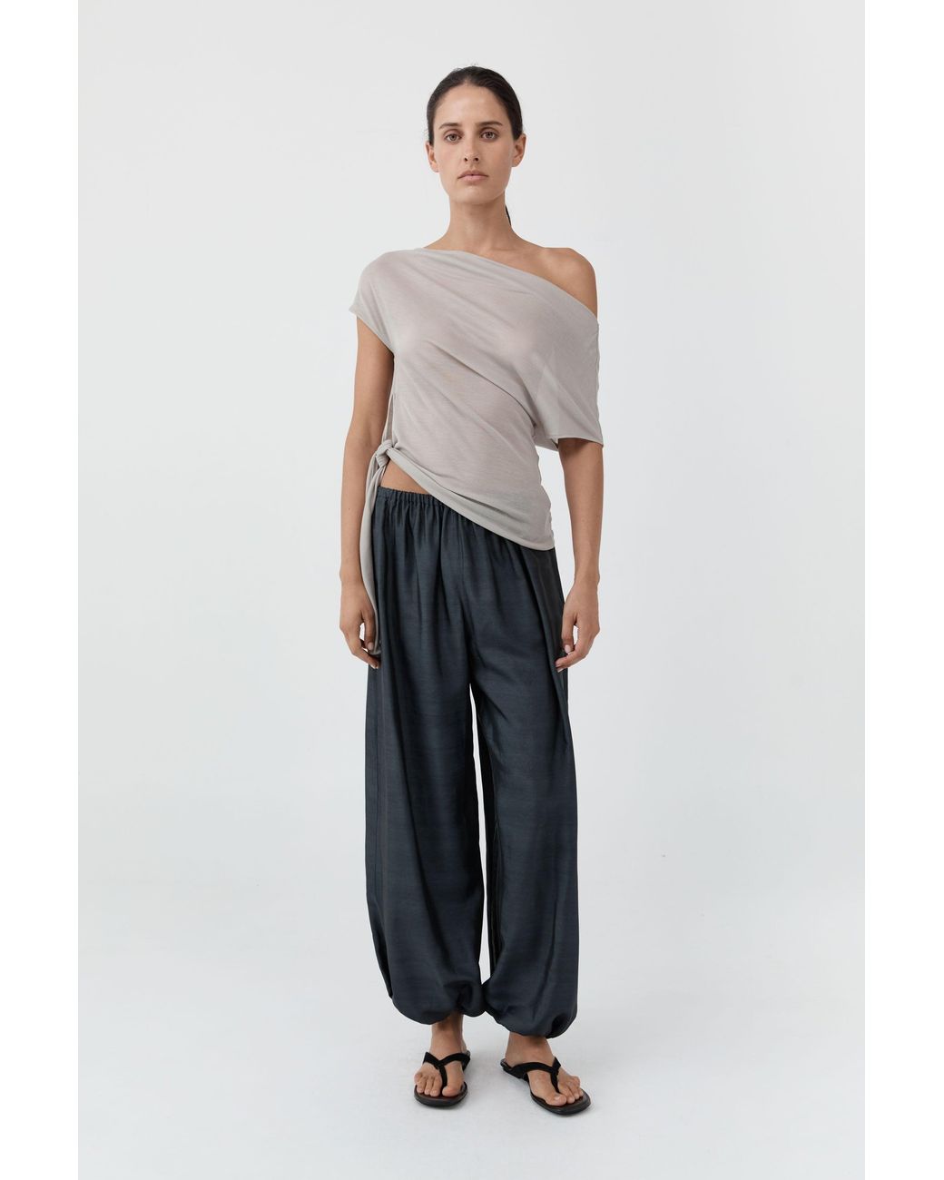 St. Agni Black Silk Adjustable Balloon Pants