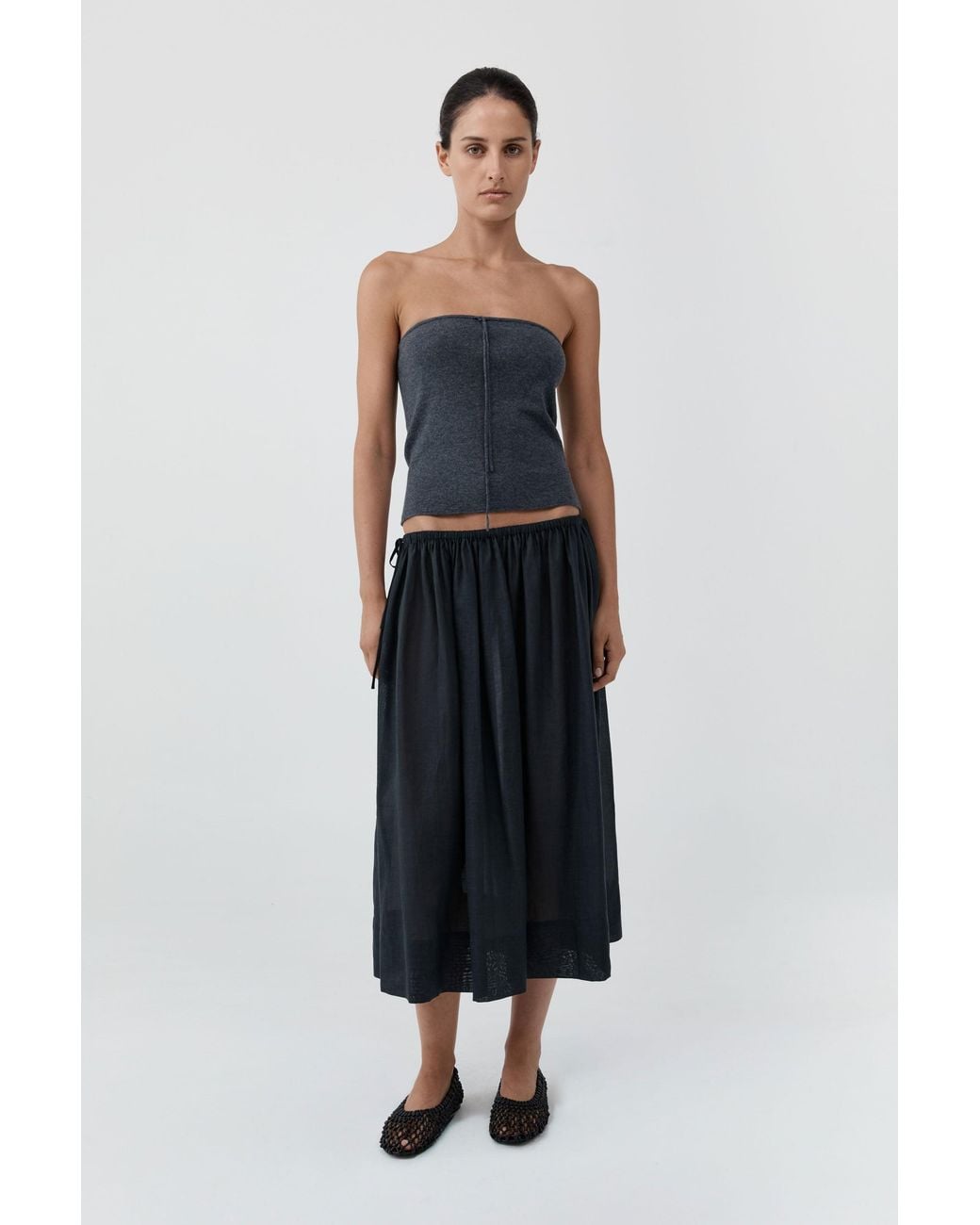 St. Agni Blue Transparent Midi Skirt