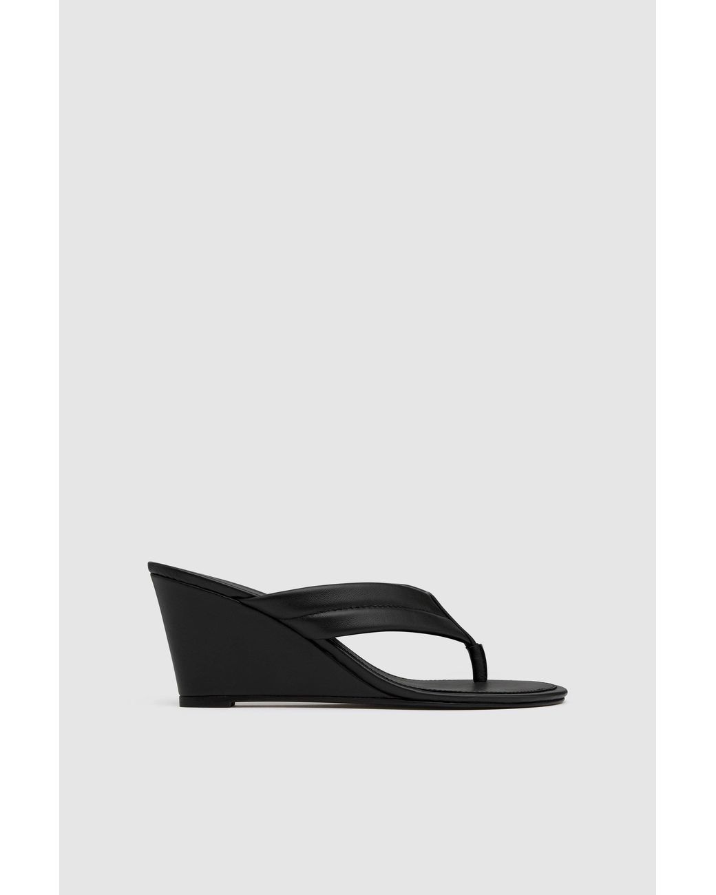 St. Agni White Stitch Detail Thong Wedge