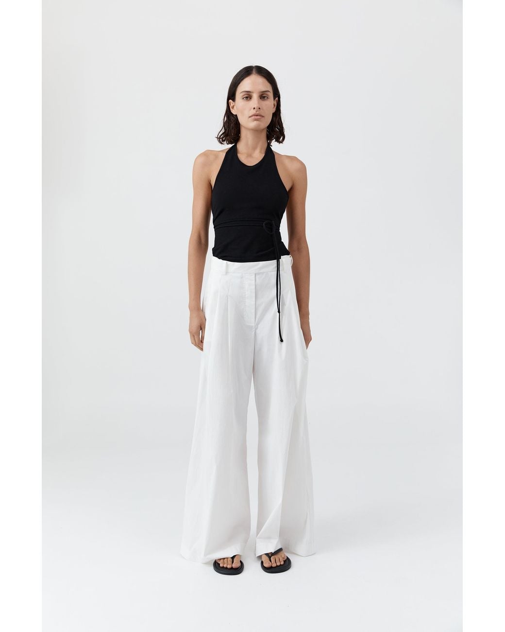 St. Agni White Adjustable Palazzo Pants