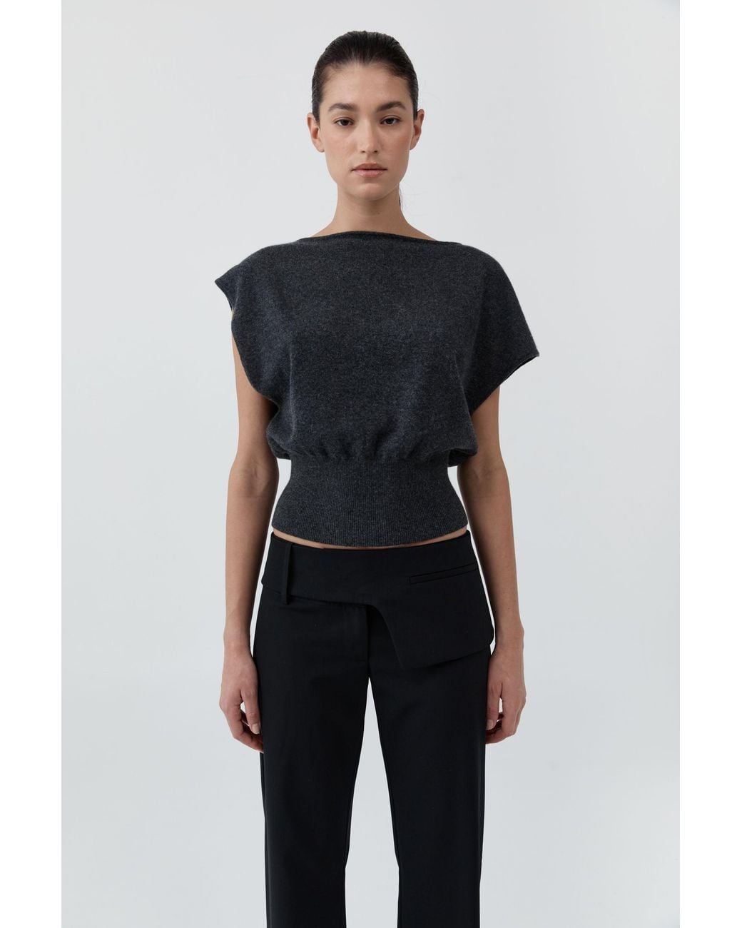 St. Agni Black Cashmere Asymm Top