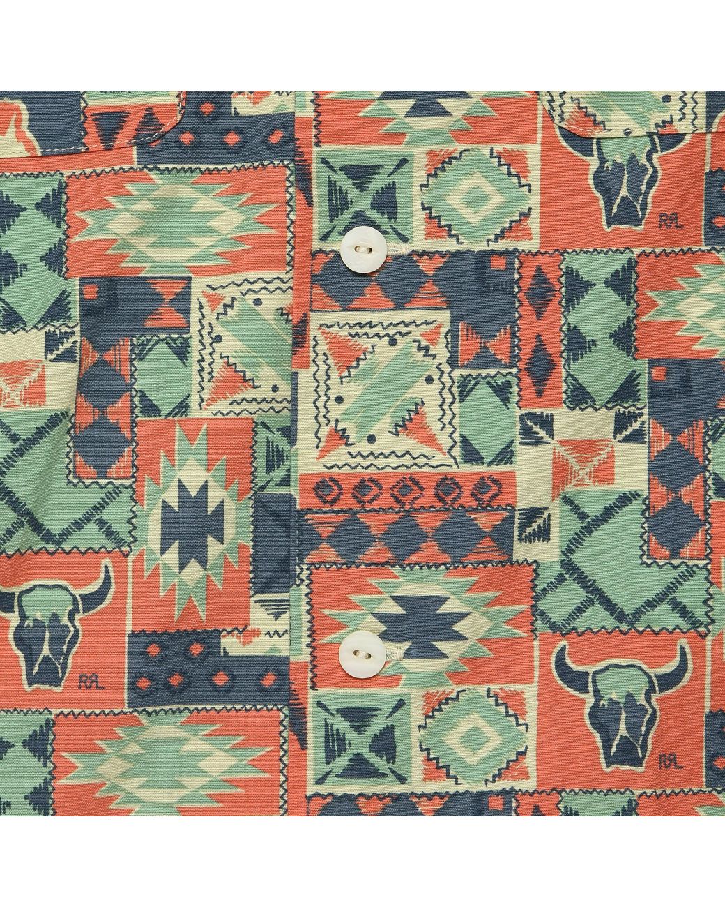 RRL Western Print Camp Shirt - Teal/multi in Blue for Men | Lyst