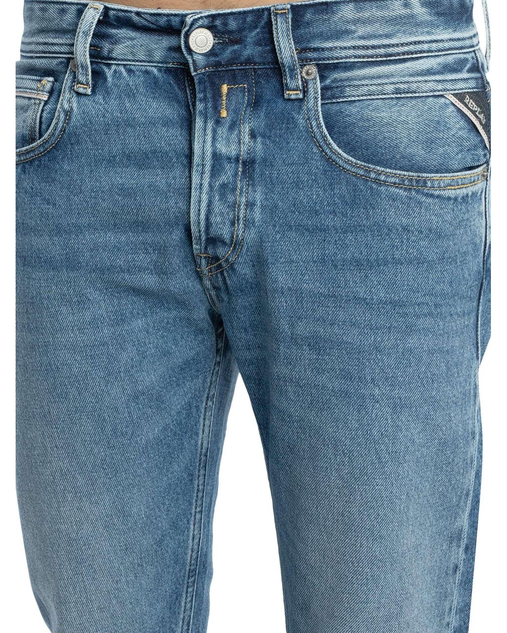 Replay Blue Grover Straight Jeans for men