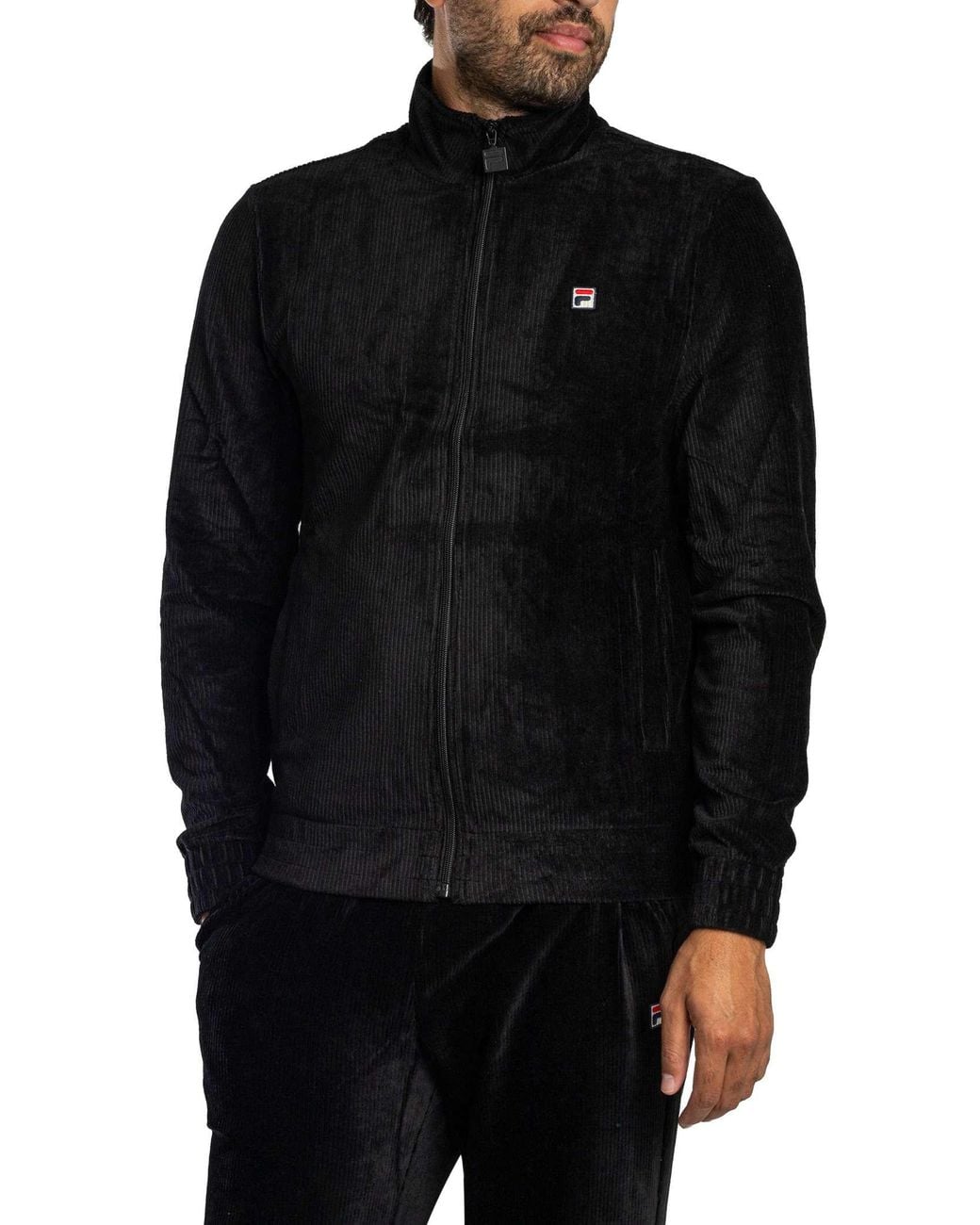 Fila Black Walter Corduroy Track Jacket for men