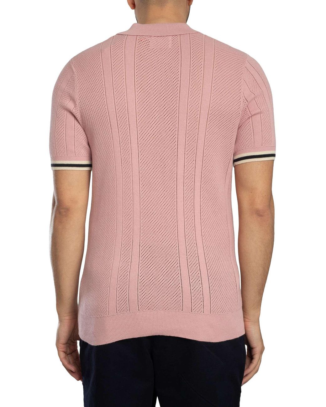Superdry Pink Knitted Texture Polo Shirt for men