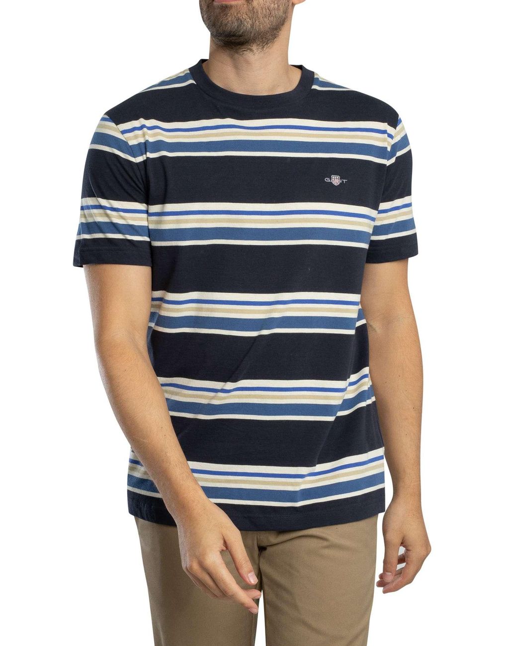 Gant Blue Multistripe T-Shirt for men
