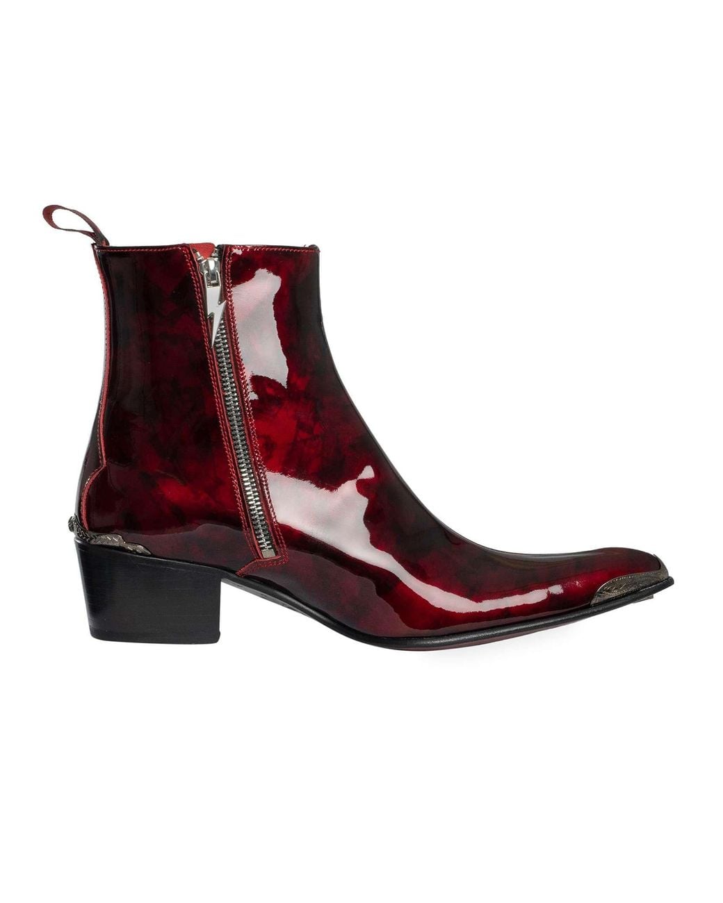 Jeffery West Brown Lightning Zip Leather Chelsea Boots for men