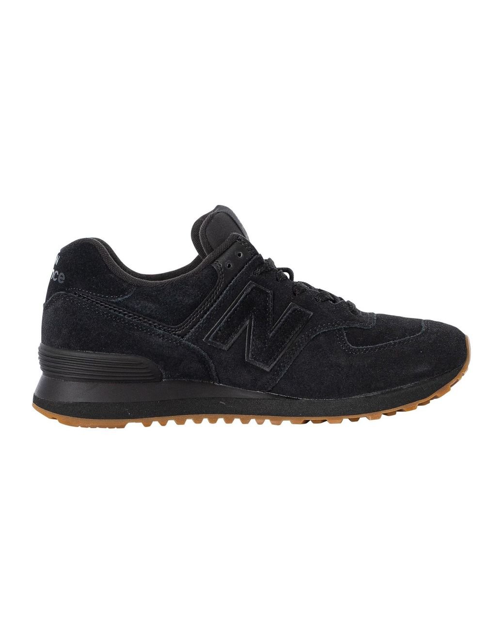 Black suede new balance 574 hotsell