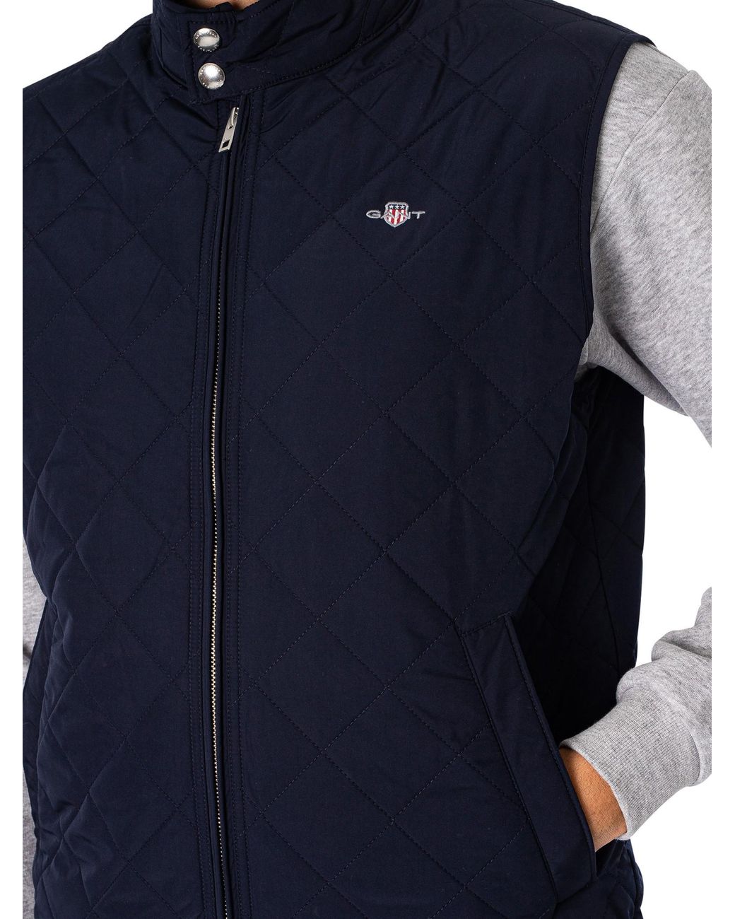 Gant Blue Quilted Windcheater Gilet for men