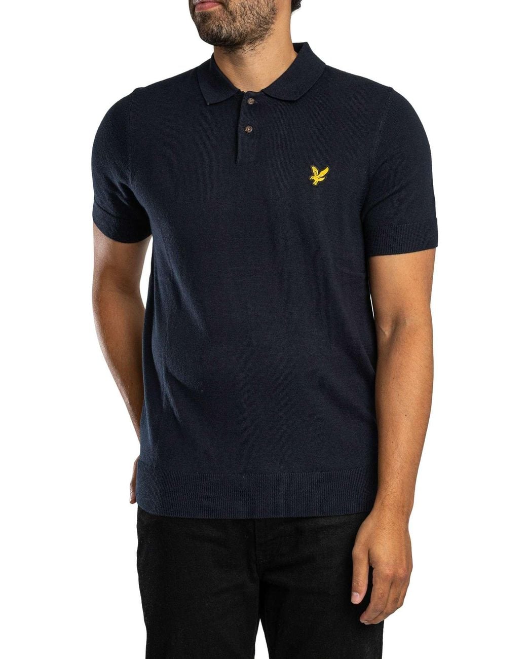 Lyle & Scott Blue Knitted Polo Shirt for men