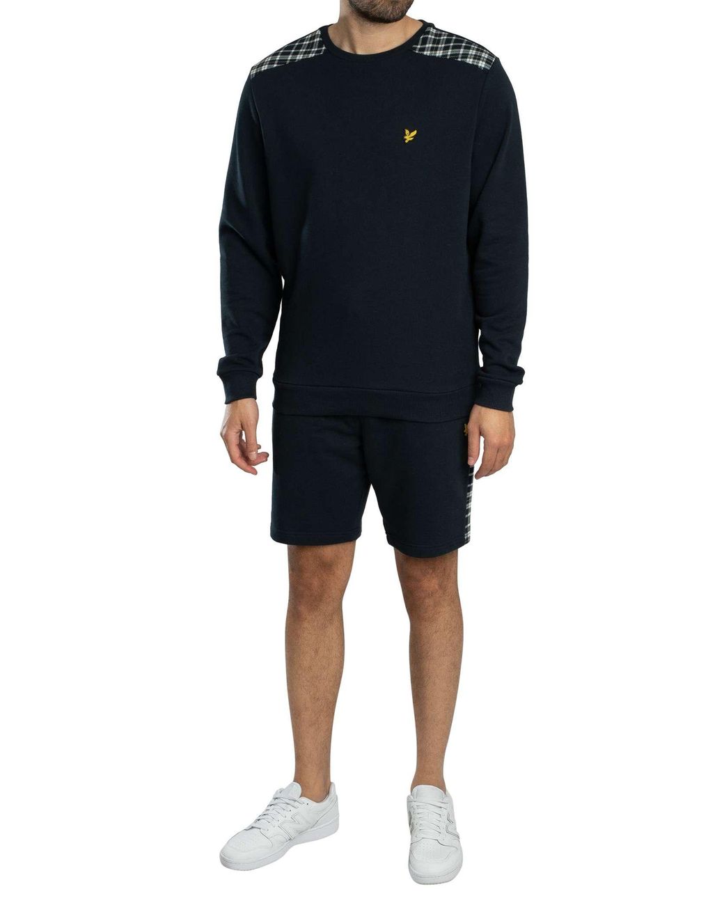 Lyle & Scott Blue Check Panelled Sweatshirt for men
