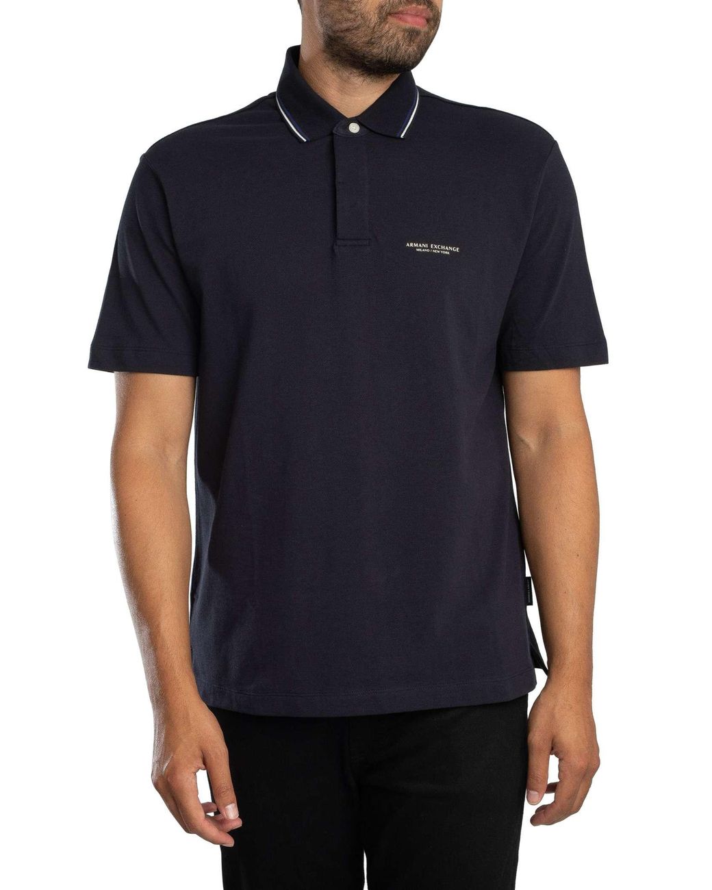 ARMANI EXCHANGE Blue Logo Polo Shirt for men