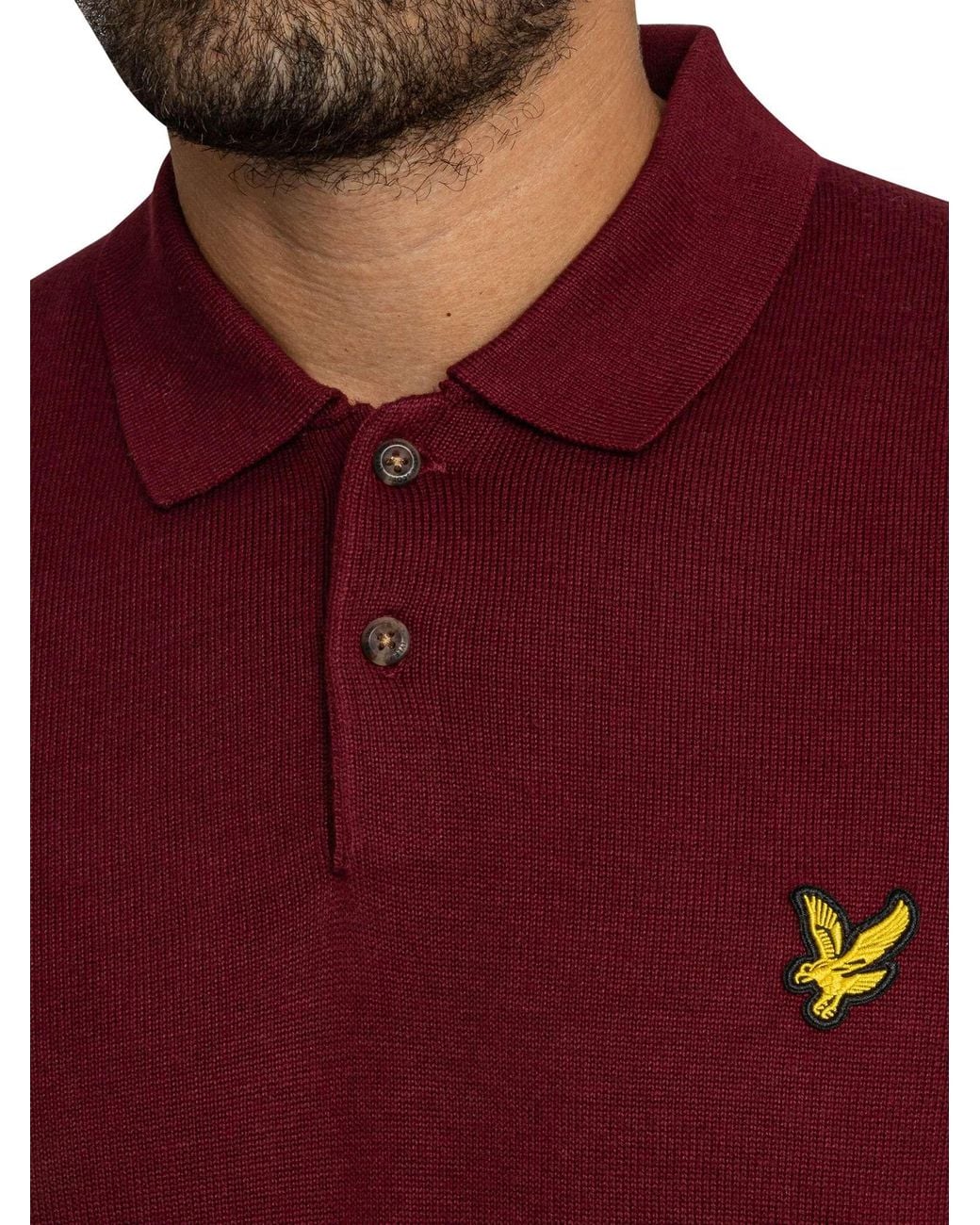 Lyle & Scott Red Knitted Polo Shirt for men