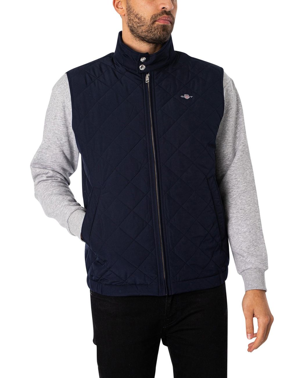 Gant Blue Quilted Windcheater Gilet for men