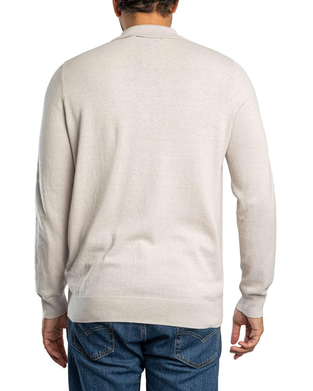 Lyle & Scott Blue Cotton Merino Knit Longsleeved Polo Shirt for men