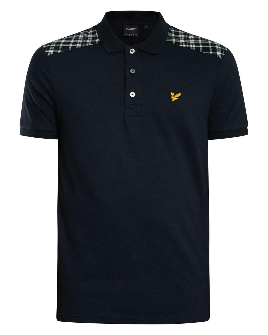 Lyle & Scott Black Check Panelled Polo Shirt for men