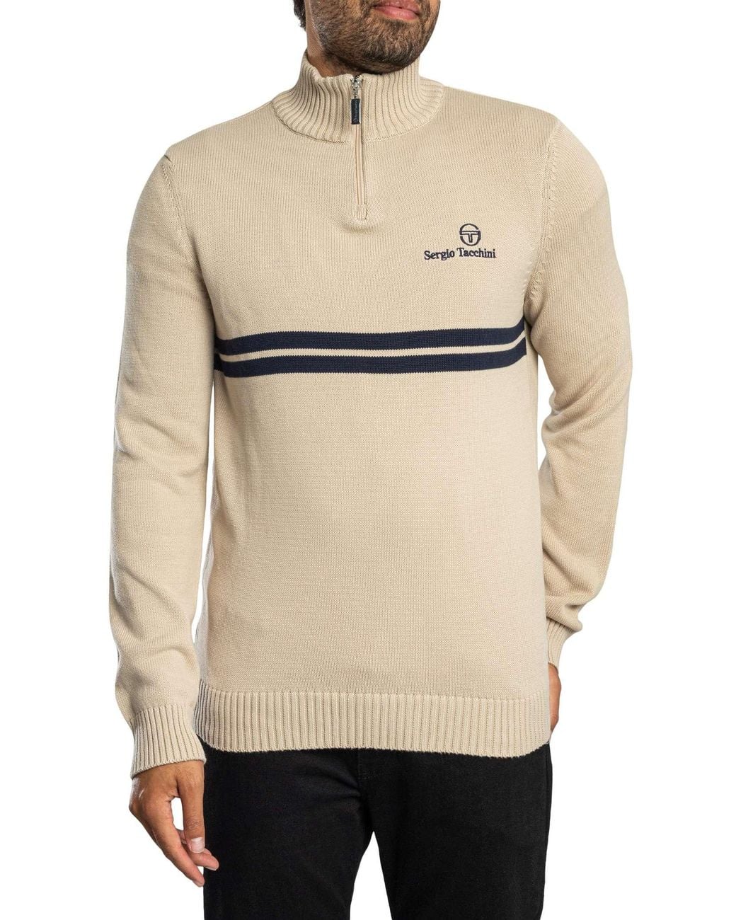 Sergio Tacchini Natural New Dallas 1/4 Zip Knit for men