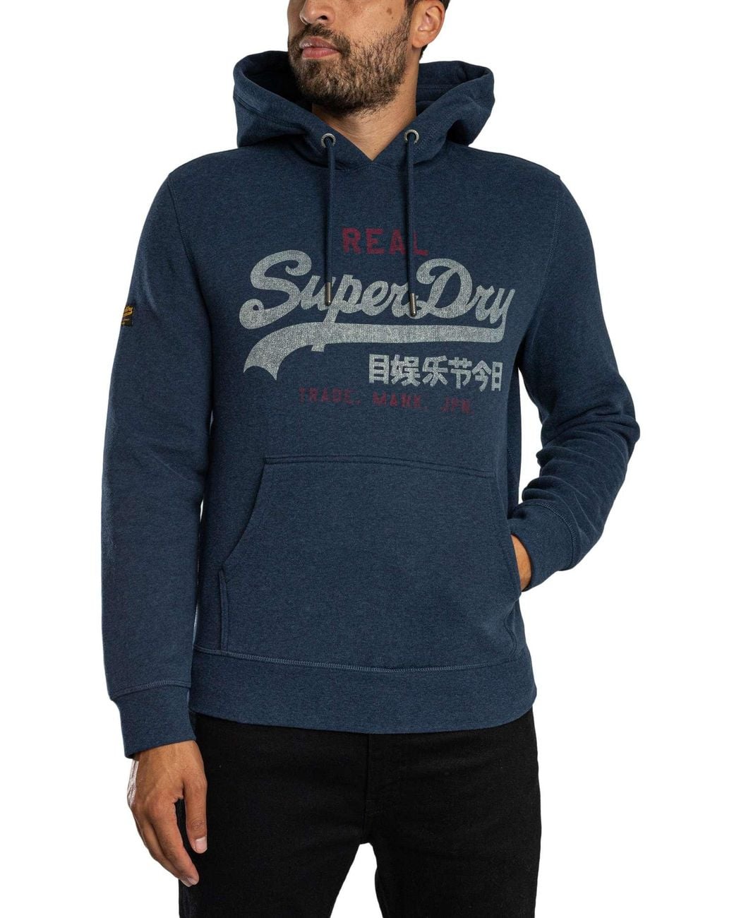 Superdry Blue Heritage Relaxed Pullover Hoodie for men