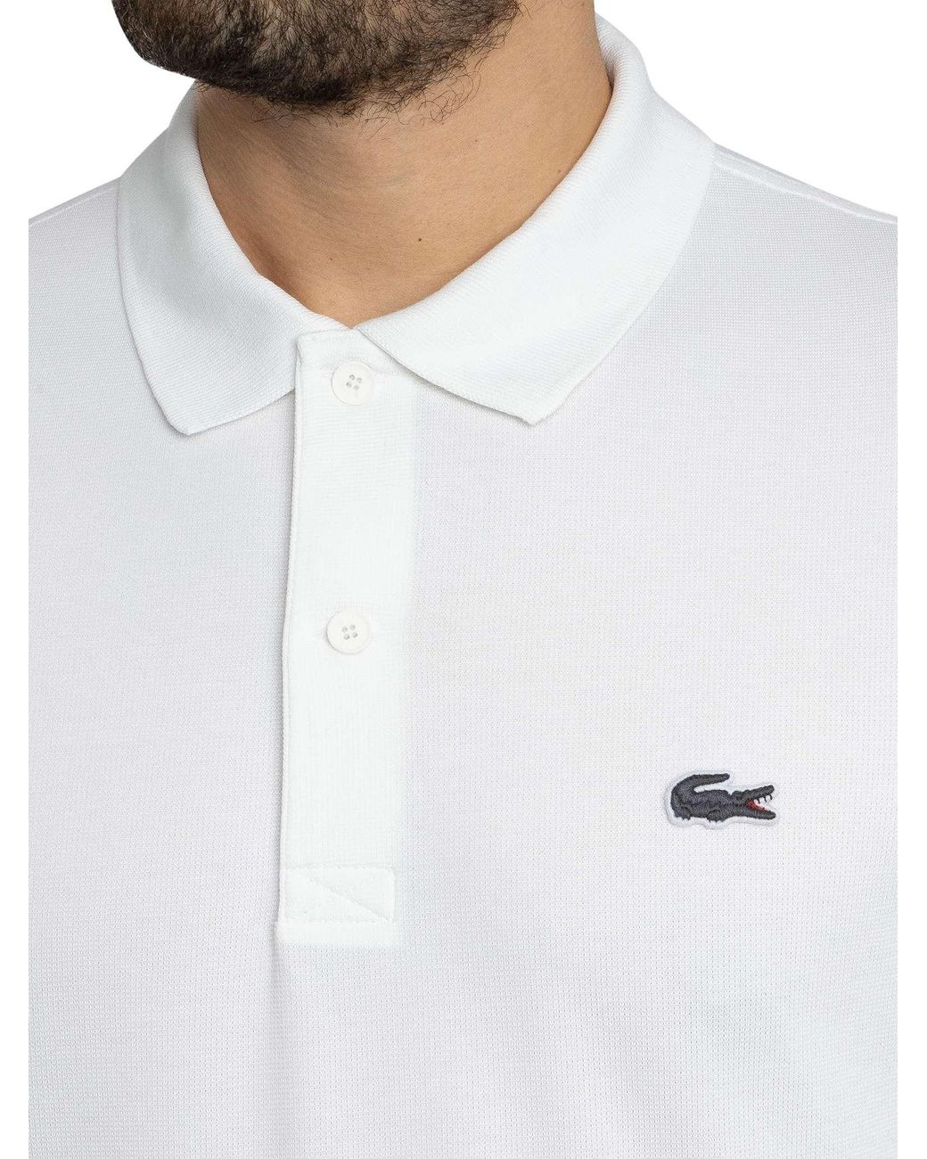 Lacoste White Regular Fit Cotton Blend Polo Shirt for men
