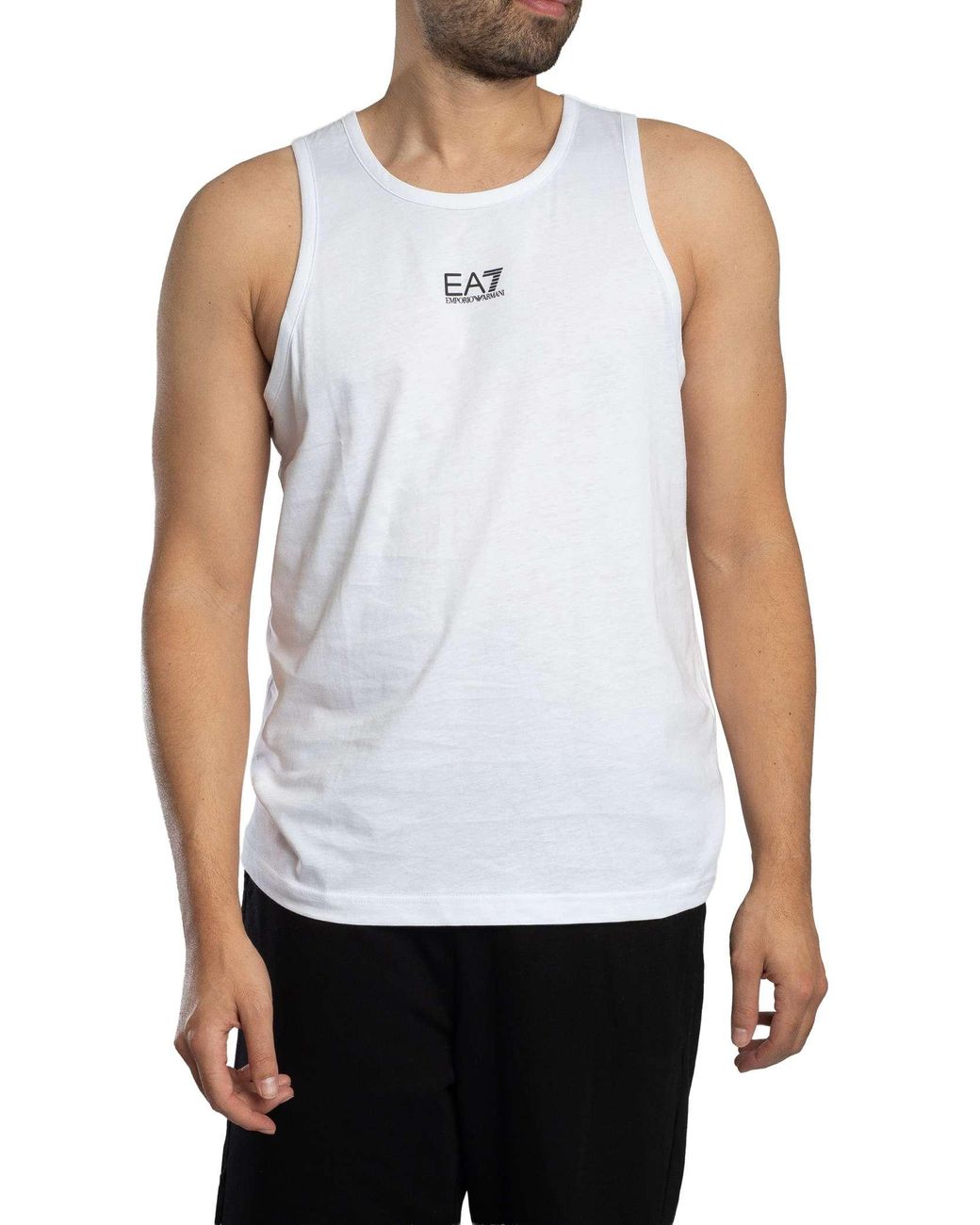 EA7 White Logo Slim Vest for men
