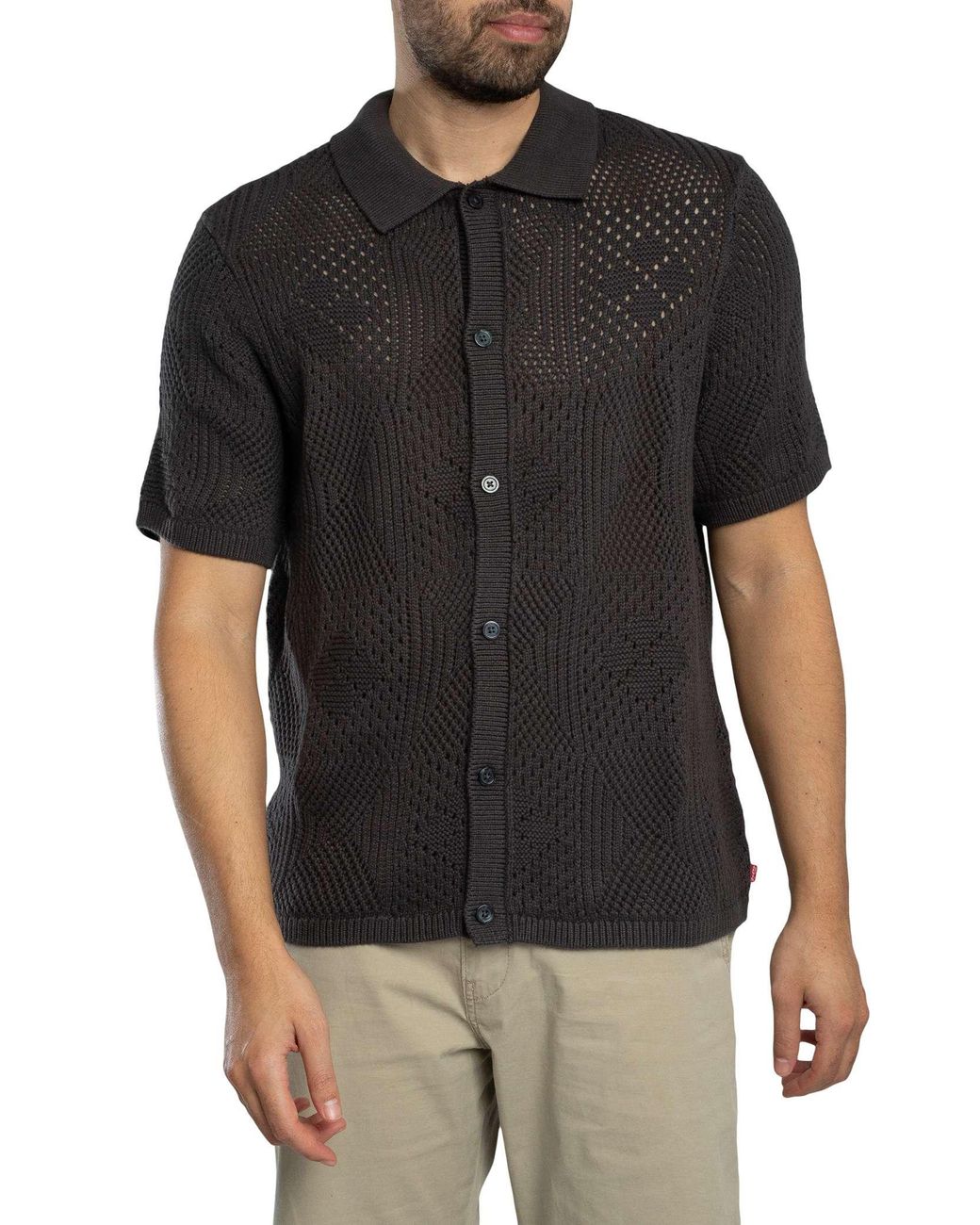 Levi's Black Camp Knitted Short Sleeved Shirt for men