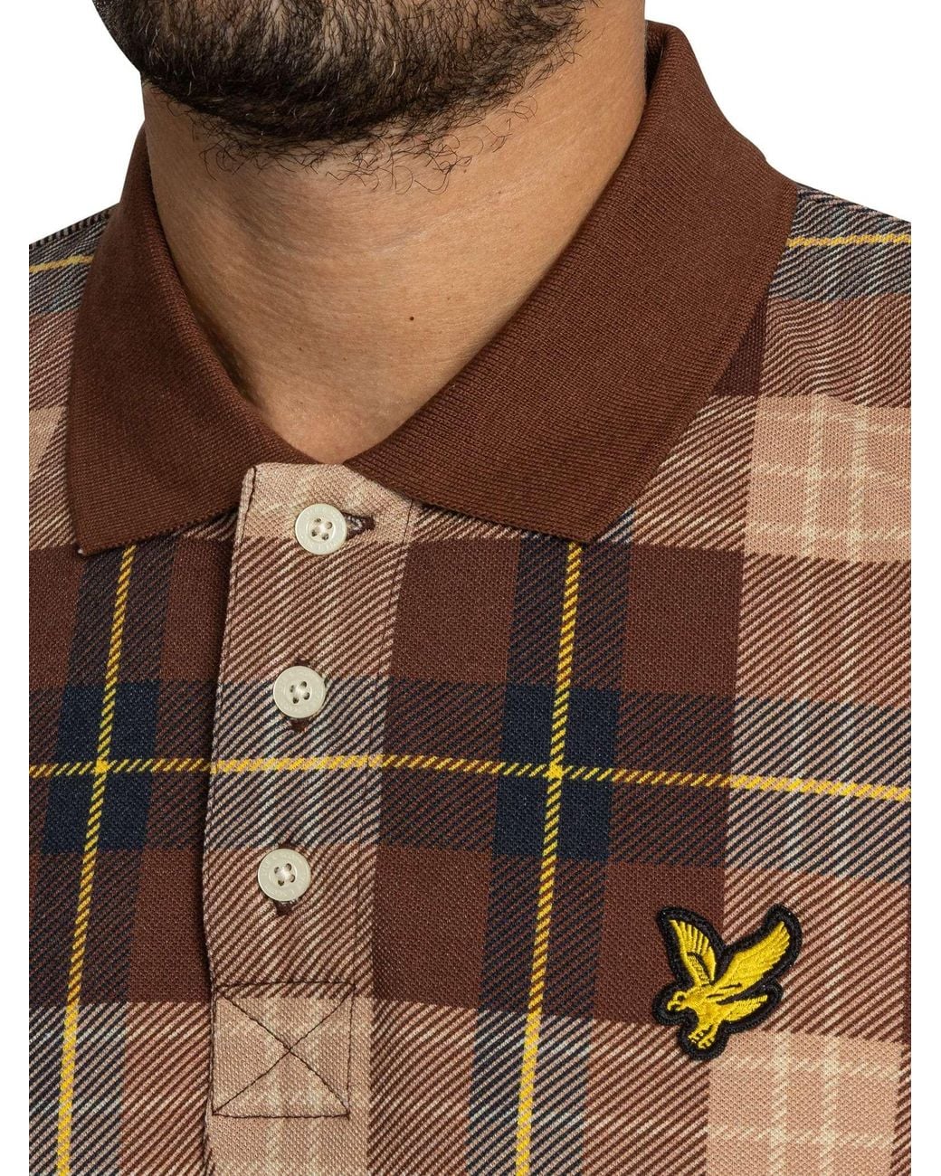 Lyle & Scott Brown All Over Tartan Polo Shirt for men