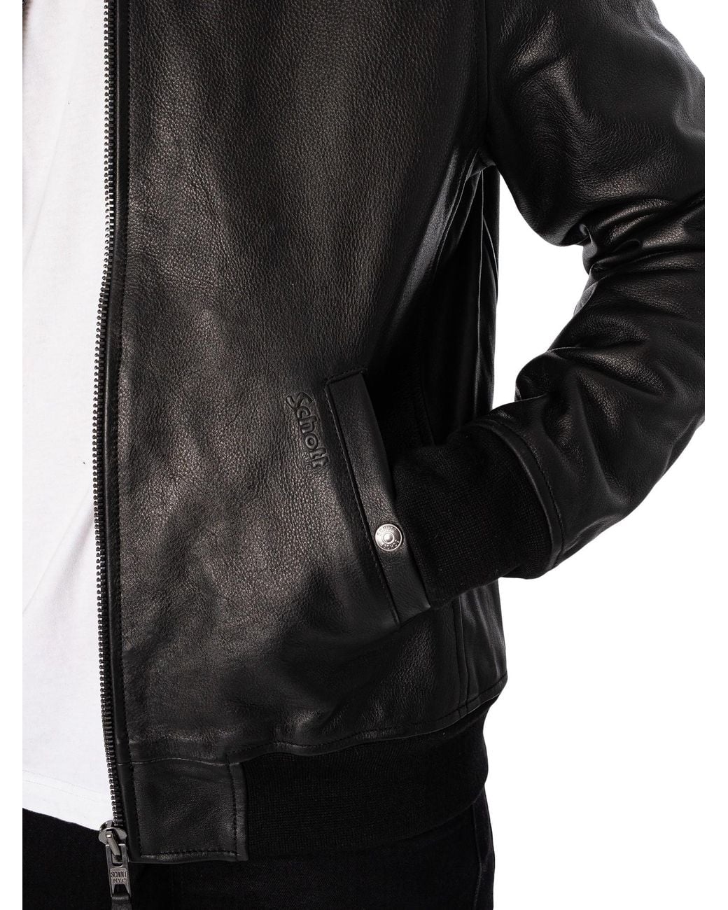 Schott Nyc Black Leather Flight Jacket for men