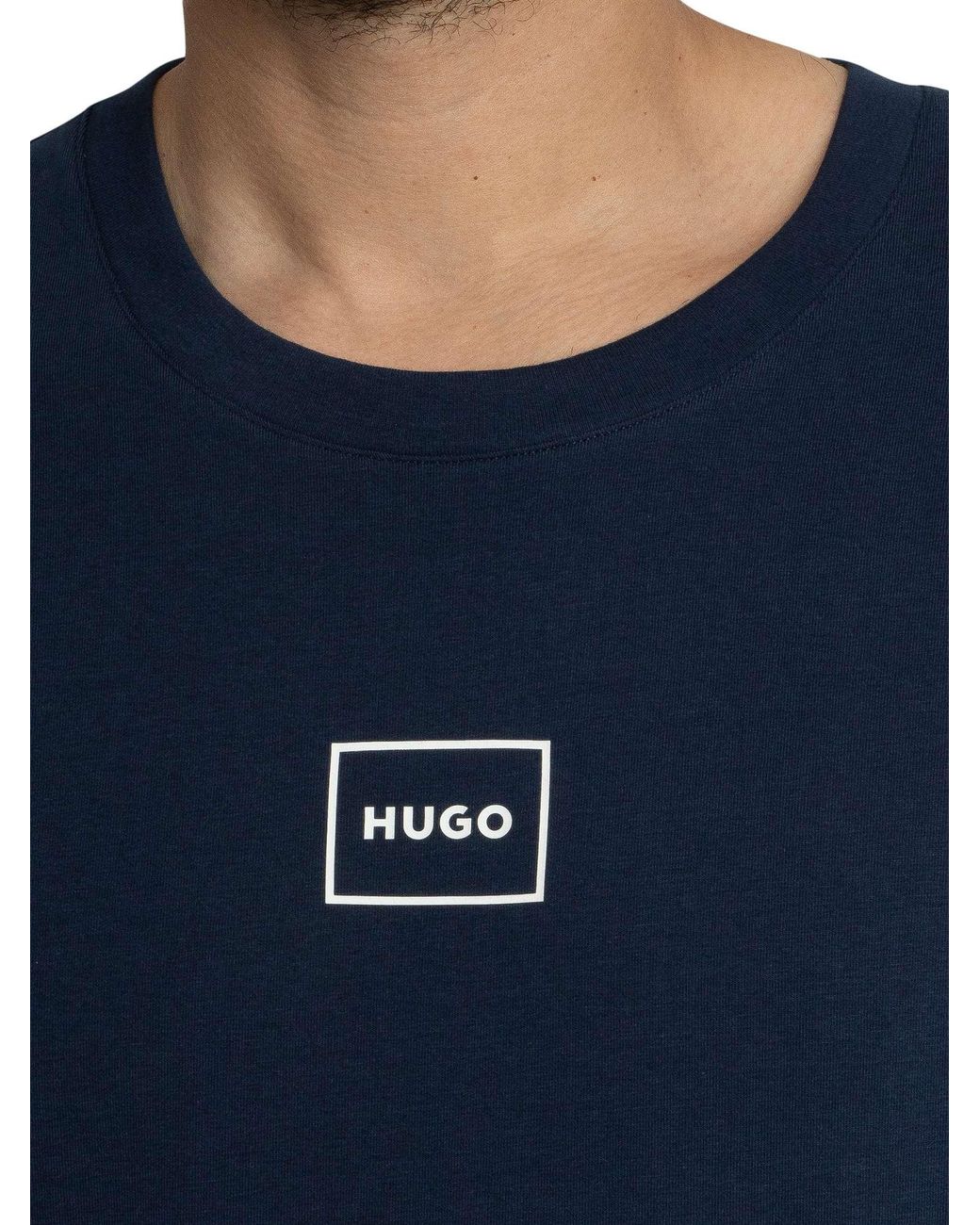 HUGO Blue Lounge Laze Box Logo T-Shirt for men