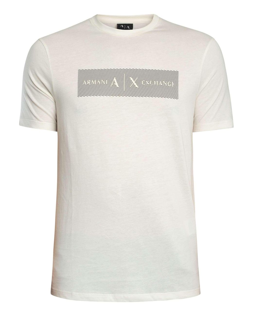 ARMANI EXCHANGE White Stripe Logo T-shirt for men
