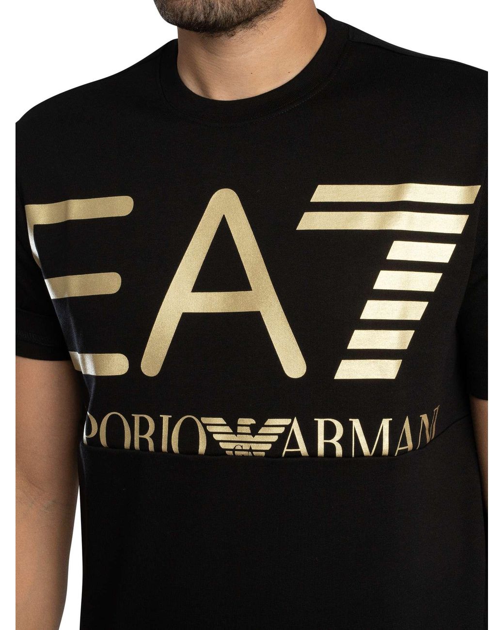 EA7 Black Regular Fit Mega Graphic T-Shirt for men