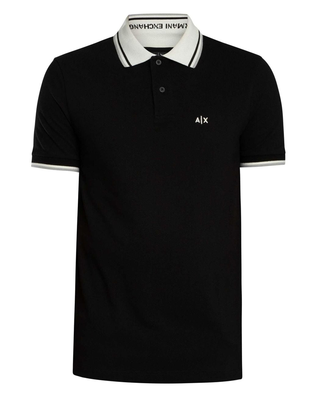 ARMANI EXCHANGE Black Slim Fit Contrast Collar Polo Shirt for men