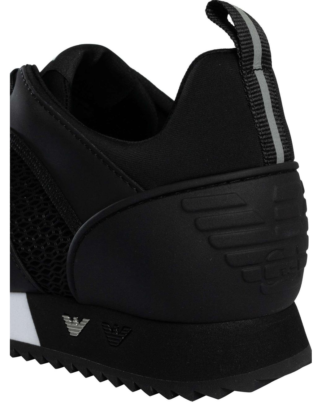 EA7 Black Athletic Logo Mesh Trainers for men