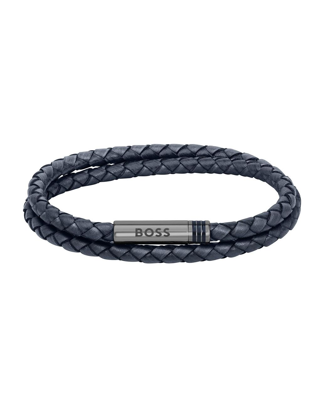 Boss Blue Ares Leather Rope Bracelet for men