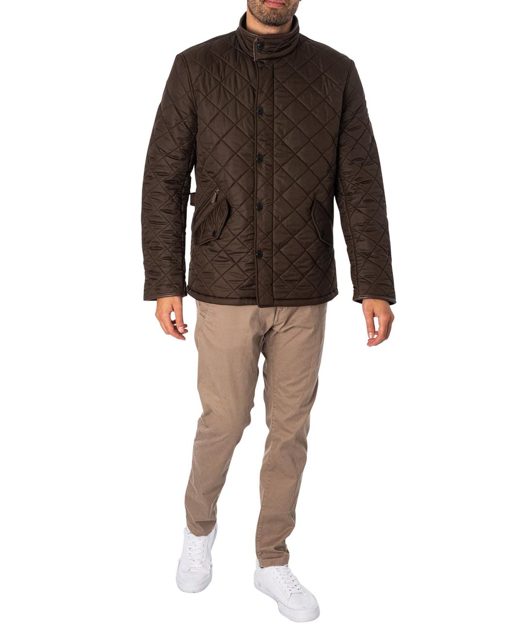 Barbour Brown Powell Quilted Jacket for men