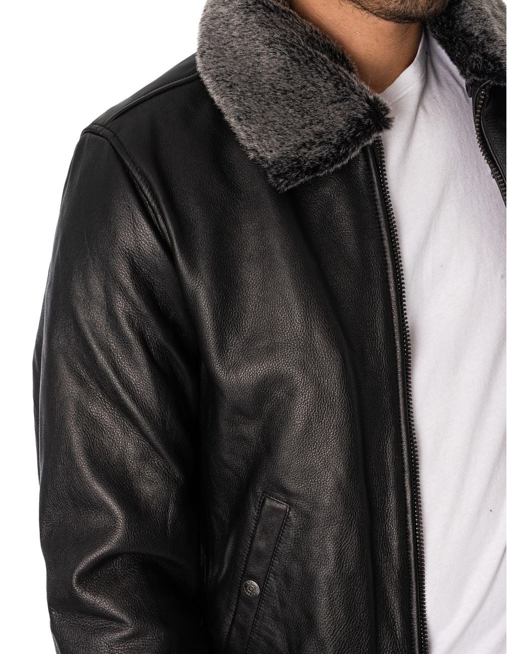 Schott Nyc Black Leather Flight Jacket for men