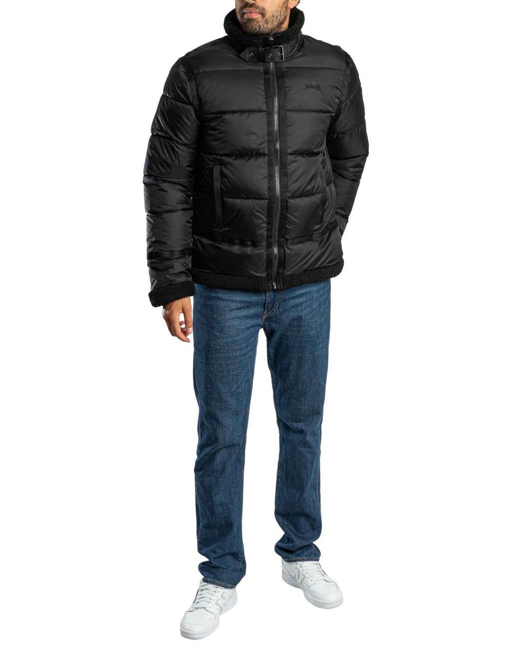 Schott Nyc Black Puffer Jacket for men