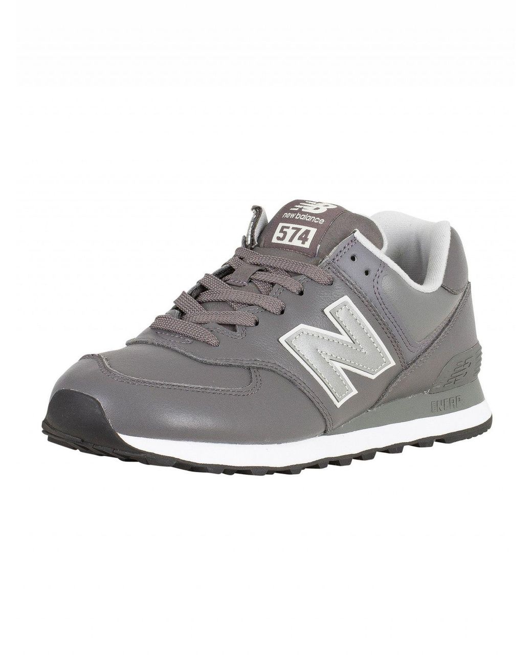 New Balance Grey 574 Leather Trainers in Gray for Men | Lyst
