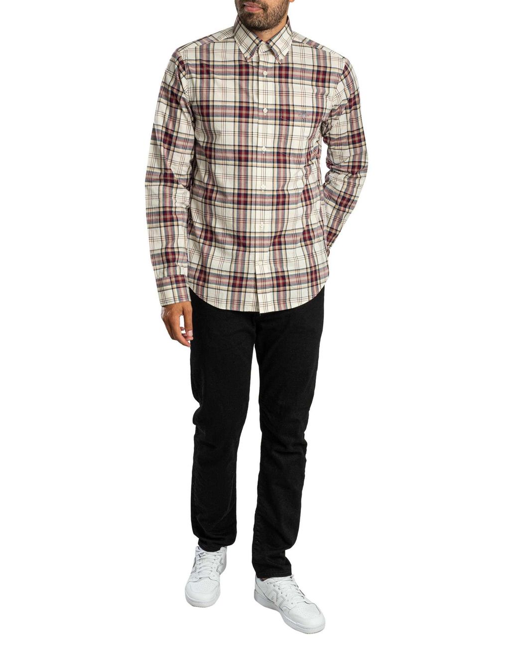 Gant Gray Regular Poplin Check Shirt for men