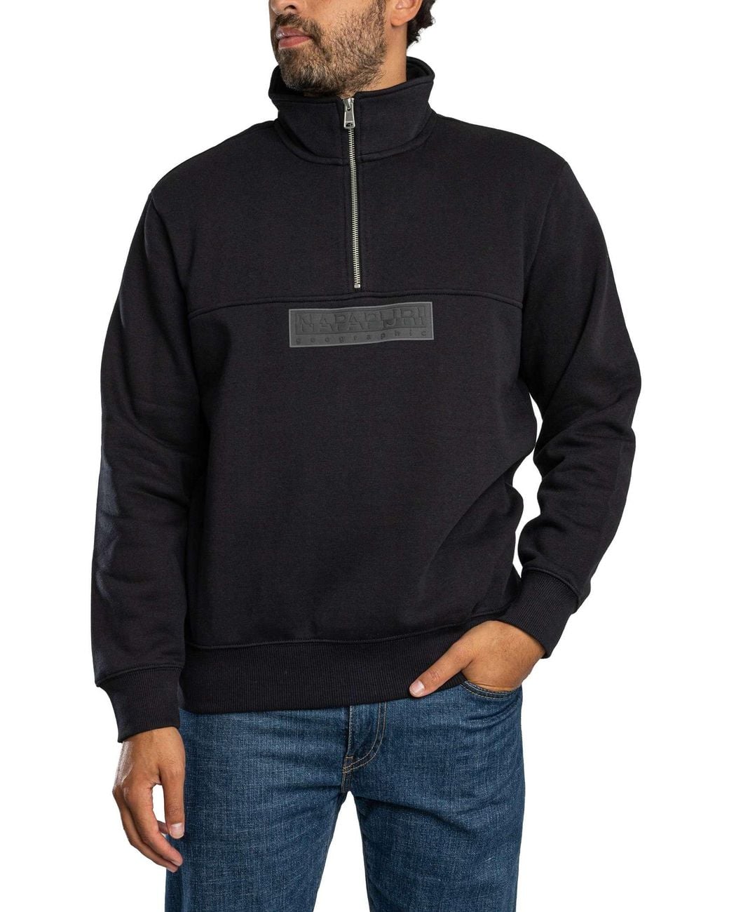Napapijri Blue Box Logo 1/4 Zip Sweatshirt for men