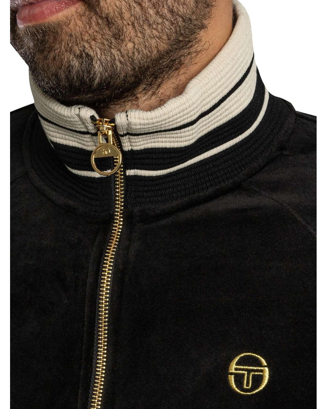 Sergio Tacchini Black Lazzari Velour Track Jacket for men