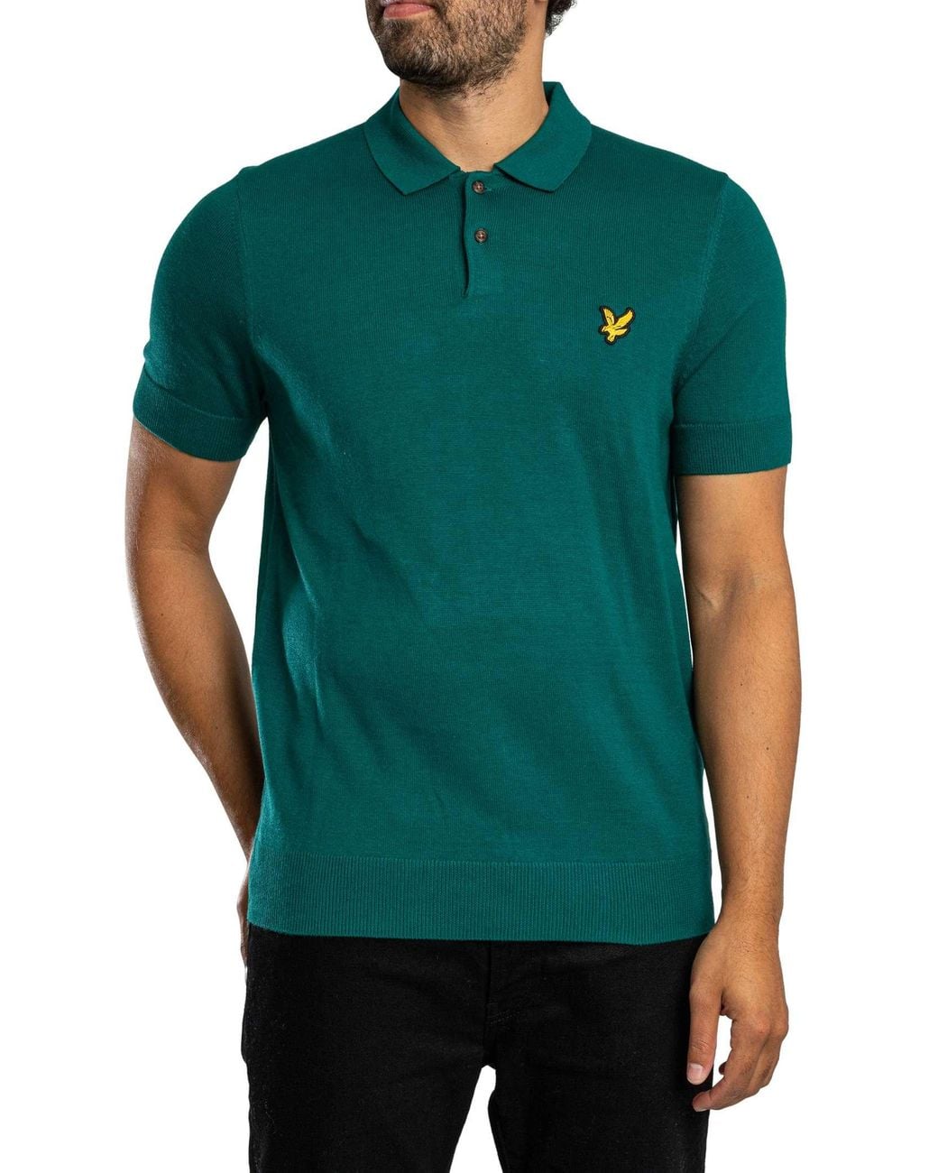 Lyle & Scott Green Knitted Polo Shirt for men