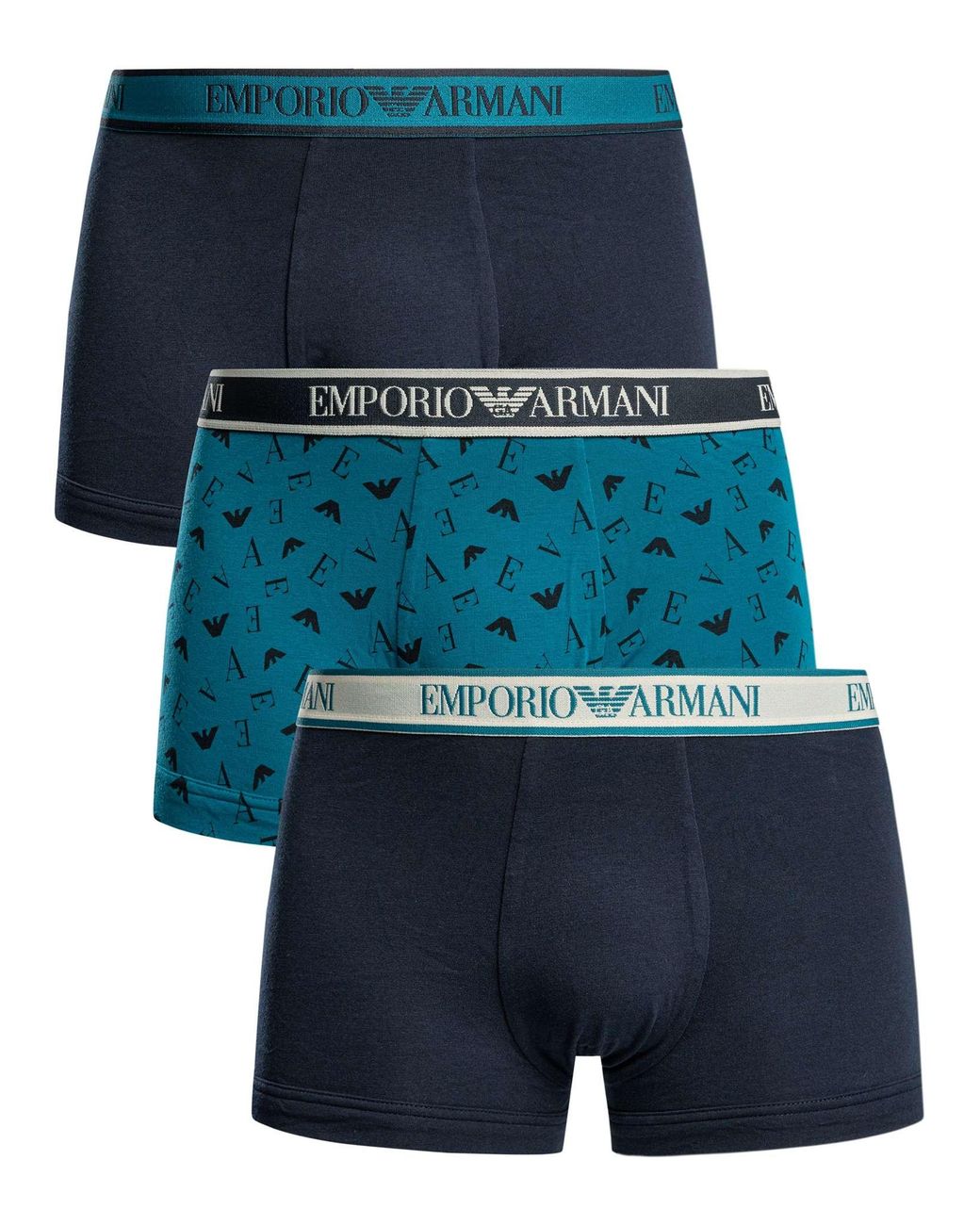 Emporio Armani Blue 3 Pack Trunks for men