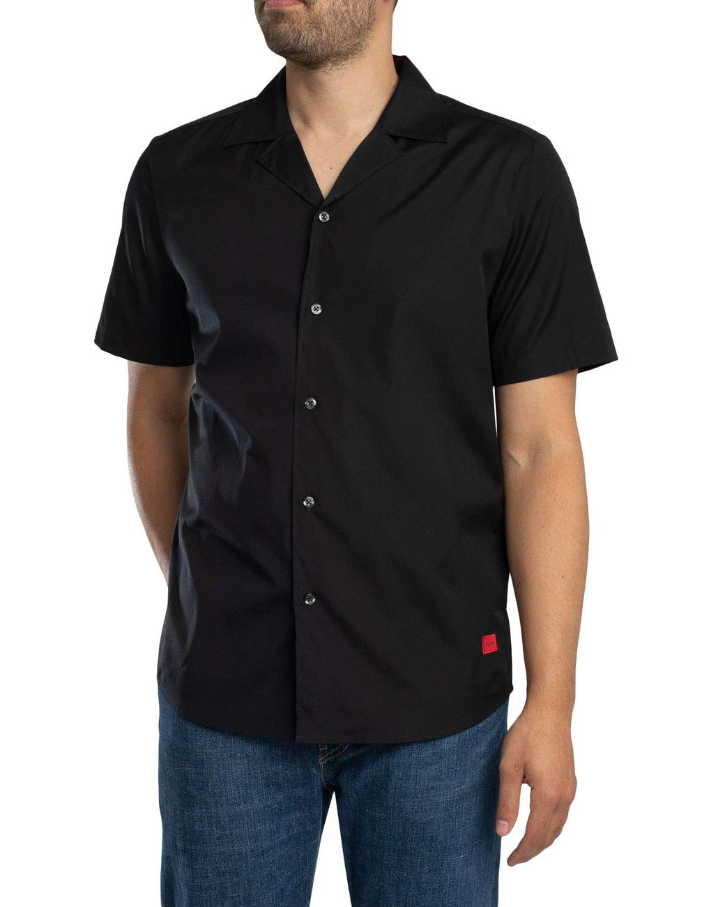 HUGO Black Ellino Shortsleeved Shirt for men