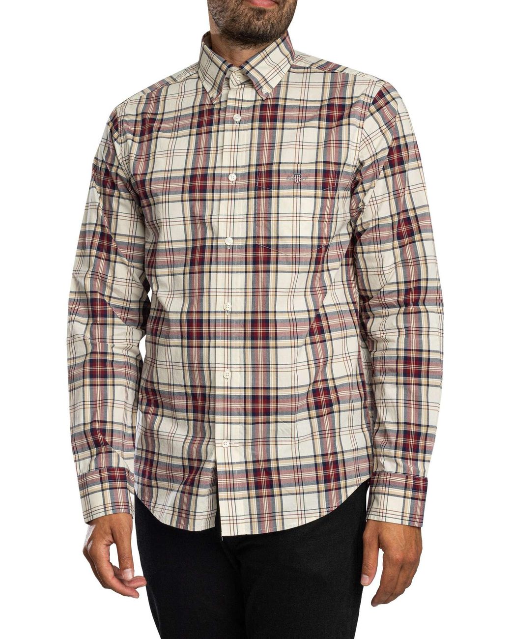 Gant Gray Regular Poplin Check Shirt for men