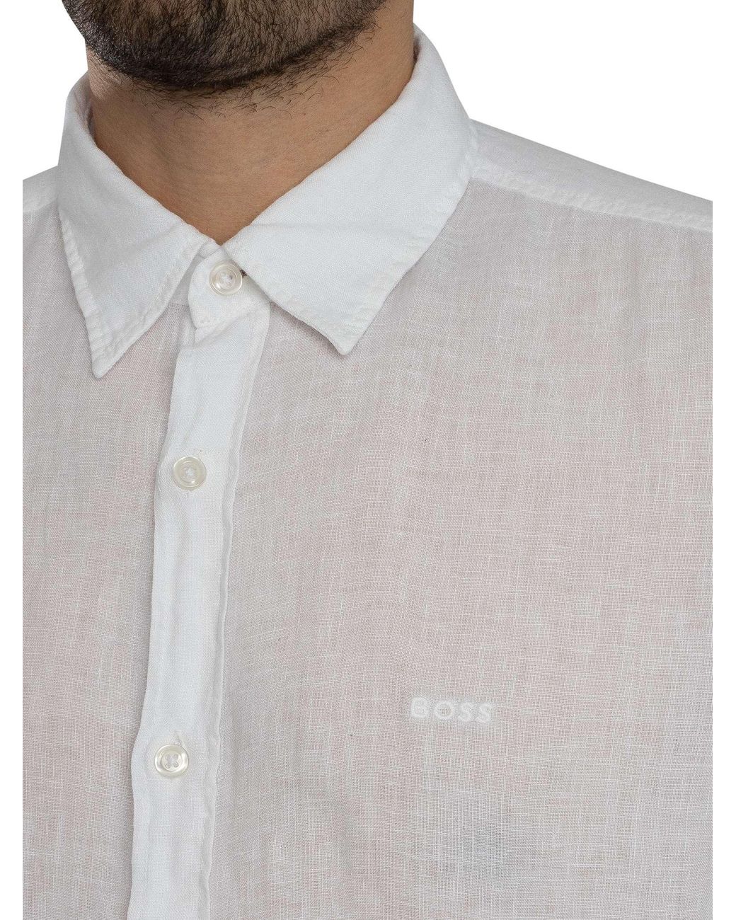 Boss White Relegant Regular Shirt for men