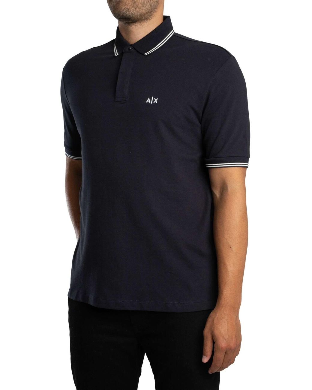 ARMANI EXCHANGE Blue Collar Line Logo Polo Shirt for men