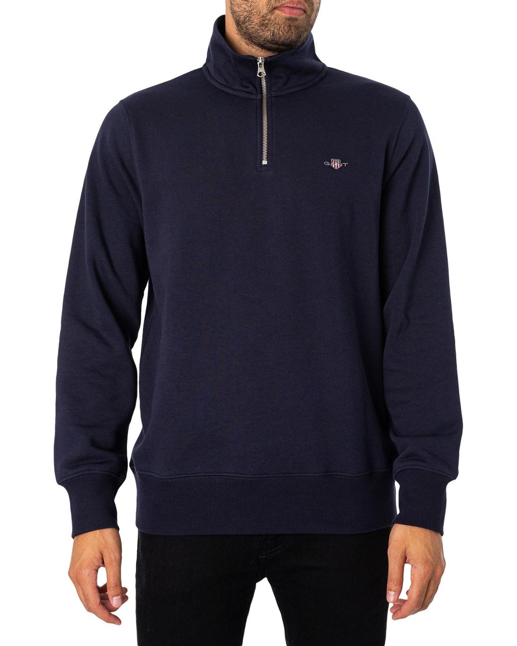 Gant Blue Regular Shield 1/4 Zip Sweatshirt for men