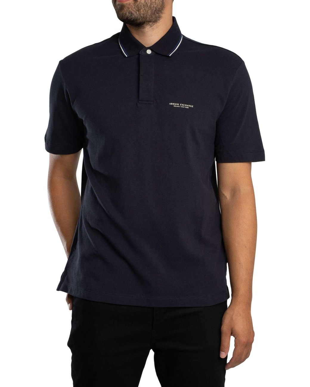 ARMANI EXCHANGE Blue Logo Polo Shirt for men