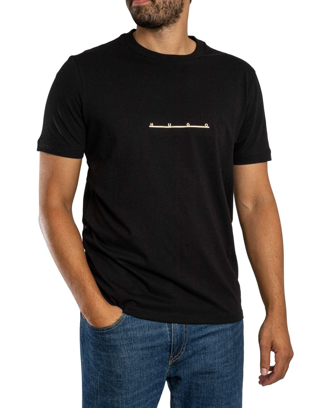 HUGO Black Datri Graphic T-Shirt for men