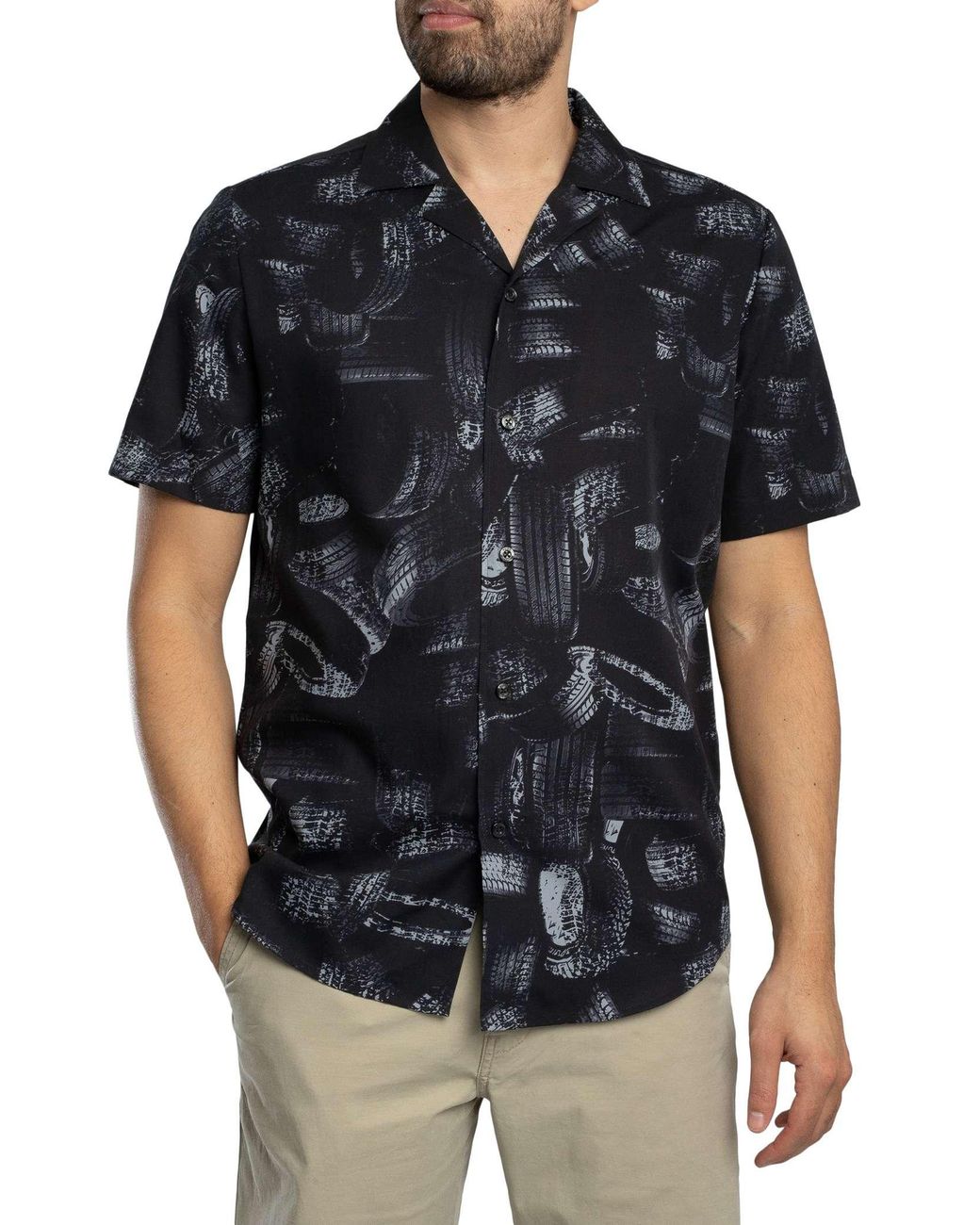 HUGO Black Ellino Shortsleeved Shirt for men
